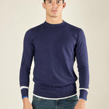 Maglia da uomo girocollo manica lunga in tessuto misto viscosa. Stile moderno e comfort quotidiano. OC1F2W5M85 BLU OVER-D