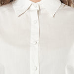 Camicia donna in cotone con pietre sui polsi. Manica lunga, bottoni tono su tono. CA003361 PANNA ARTIGLI