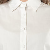 Camicia donna in cotone con pietre sui polsi. Manica lunga, bottoni tono su tono. CA003361 PANNA ARTIGLI