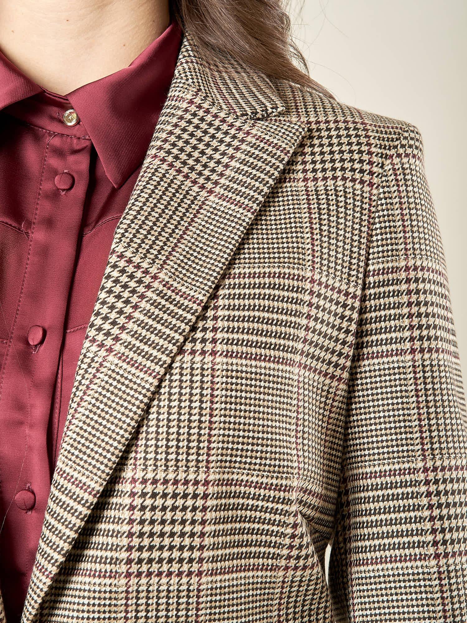 Giacca donna principe di Galles ad un bottone. GI003459 MORO/AVORIO ARTIGLI