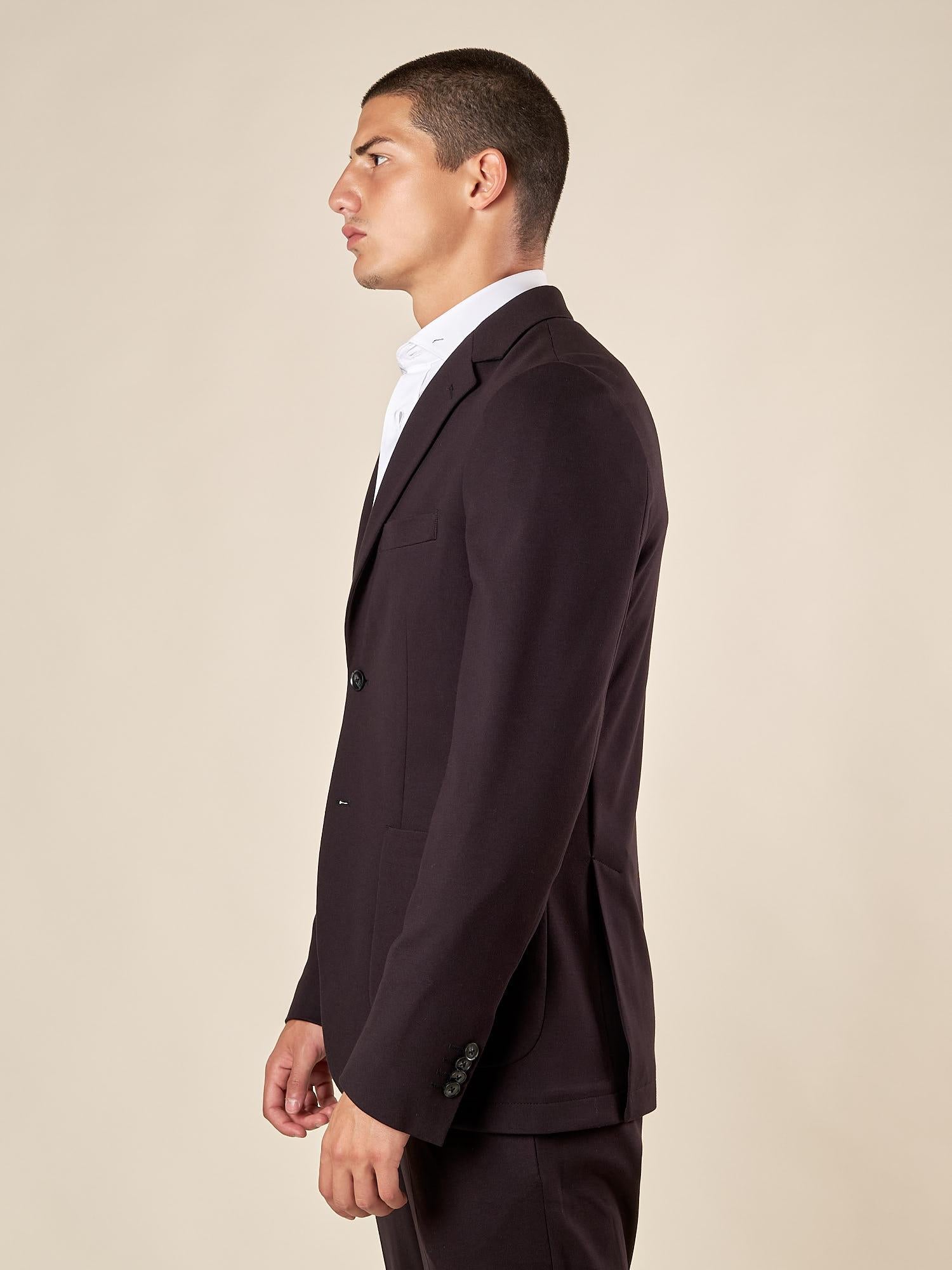 Giacca da Uomo in Tessuto Punto Milano  Comfort Elegante con Tasche a Toppa. GAI1621H NERO HAMAKI-HO