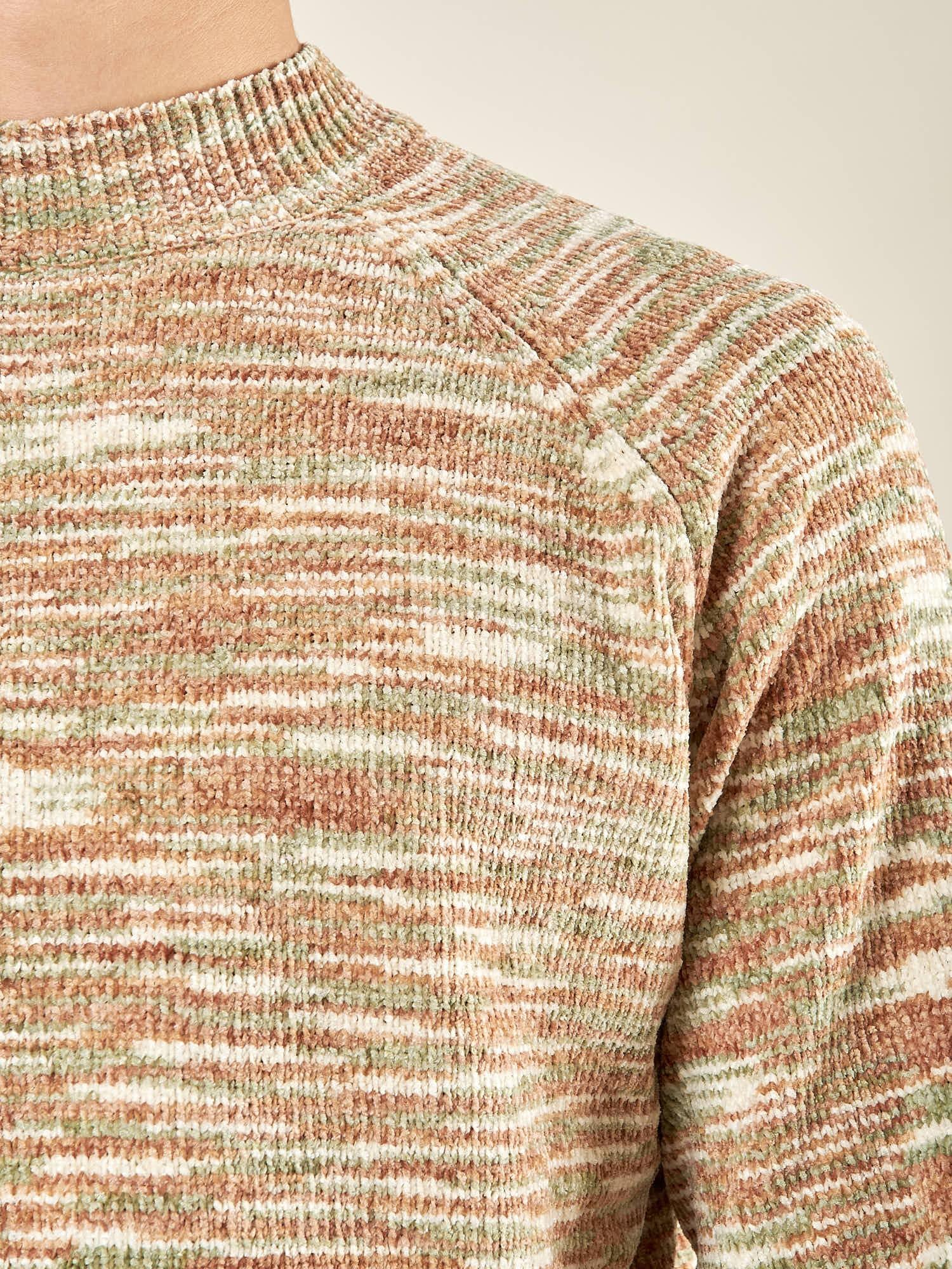 Maglia Uomo Manica Lunga Fantasia in Ciniglia con Girocollo Alto. Comfort e Stile Invernale. OE1F2W5M67 OLIVA OVER-D