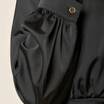 Abito donna corto in raso. Maniche lunghe, effetto portafoglio. AB003442 NERO ARTIGLI