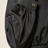 Abito donna corto in raso. Maniche lunghe, effetto portafoglio. AB003442 NERO ARTIGLI