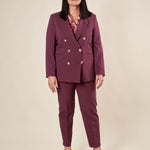 Giacca Donna Curvy doppiopetto in tessuto tecnico foderato con bottoni oro. F299YBFALICE BURGUNDY Lizalù