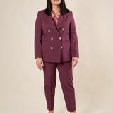 Giacca Donna Curvy doppiopetto in tessuto tecnico foderato con bottoni oro. F299YBFALICE BURGUNDY Lizalù