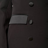 Giacca donna smoking doppio petto, con revers a lancia, tasche e bottoni in raso. GI003042 NERO ARTIGLI