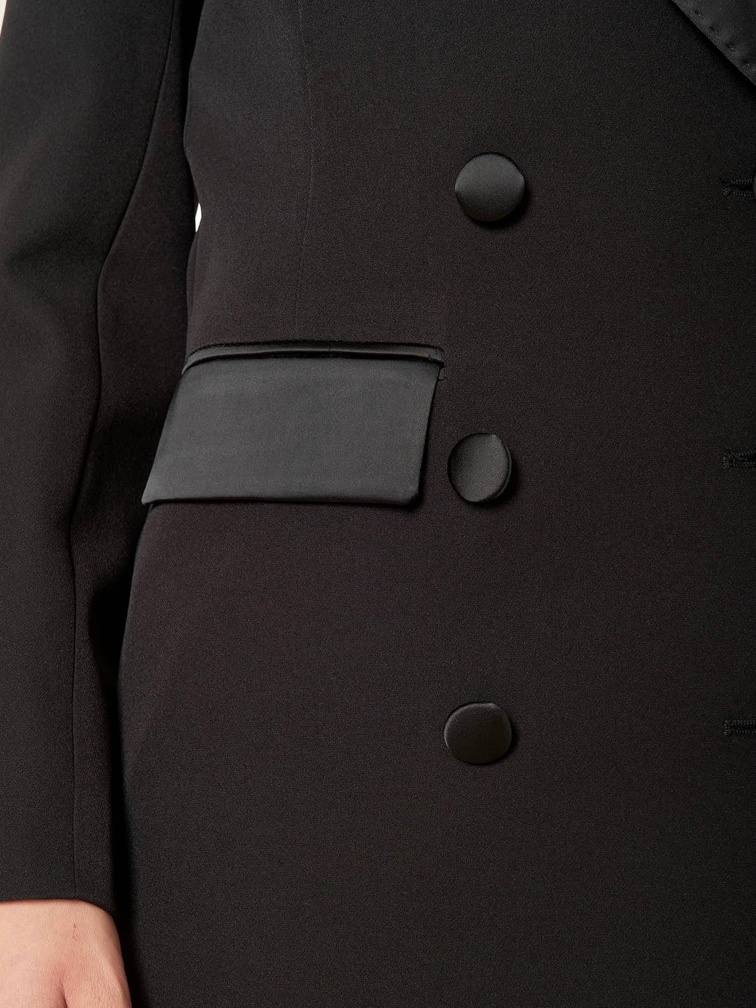 Giacca donna smoking doppio petto, con revers a lancia, tasche e bottoni in raso. GI003042 NERO ARTIGLI