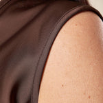 Top Donna in Raso  Eleganza Morbida per Ogni Occasione. TP1432 CIOCCOLATO LESLY