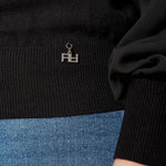 Maglia donna collo alto con pietre e maniche in georgette. MA003091 NERO ARTIGLI