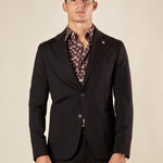 Giacca da Uomo Elegante in Tessuto Punto Milano Due Bottoni, Tasche a Toppa. OE1F2W5G17 NERO OVER-D