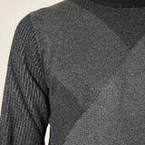 Maglia Uomo Invernale in Poly Wool Finezza 12 con Intarsi Rombi. CON4131225 BLACK CONSENSO