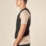Gilet da Uomo Doppio Petto in Tessuto Gessato  Eleganza Sartoriale con Tasche a Frisi. OE12W5I01 NERO OVER-D