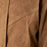 Bomber donna effetto scamosciato. Zip frontale, tasche a filetto e collo a camicia. HM2513 CAMEL FORGET-ME-NOT