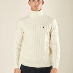 Maglia Uomo Invernale Dolcevita a Trecce. Eleganza e Comfort Termico. M431719 PANNA BEVERLY HILLS POLO CLUB