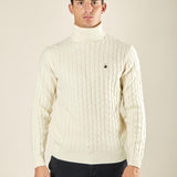 Maglia Uomo Invernale Dolcevita a Trecce. Eleganza e Comfort Termico. M431719 PANNA BEVERLY HILLS POLO CLUB