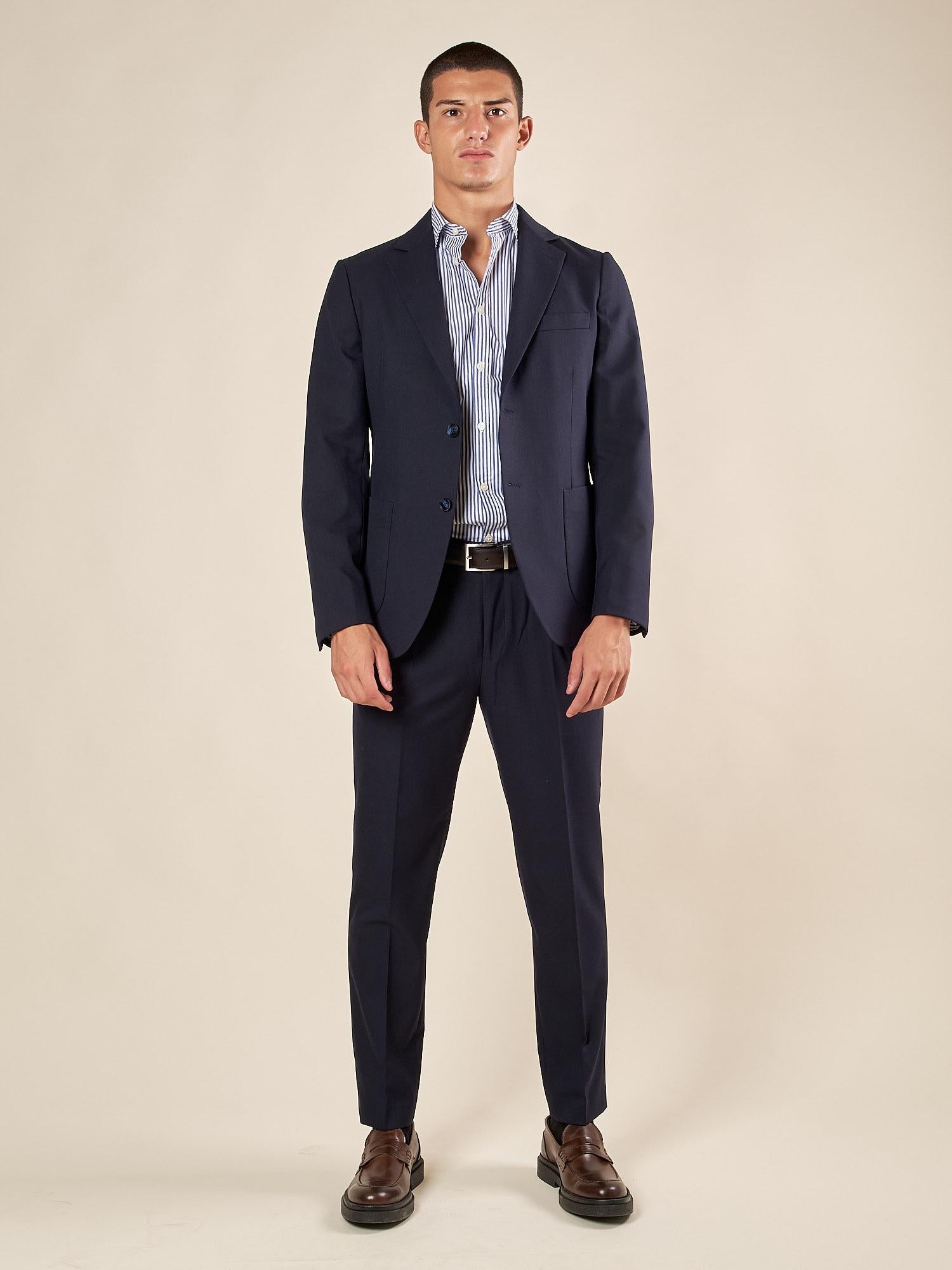 Giacca da Uomo Due Bottoni con Tasche a Toppa Eleganza Casual e Stile Sartoriale. GAI1622H BLU HAMAKI-HO