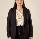 Blazer Donna Curvy in Punto Milano  Rever Classico e Tasca con Friso. F646YBFFILLY NERO Lizalù