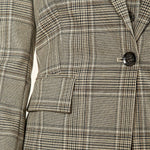 Giacca donna monopetto in Principe di Galles. Eleganza sartoriale e femminilità contemporanea. GI003812 BEIGE/MORO ARTIGLI