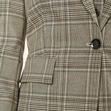 Giacca donna monopetto in Principe di Galles. Eleganza sartoriale e femminilità contemporanea. GI003812 BEIGE/MORO ARTIGLI