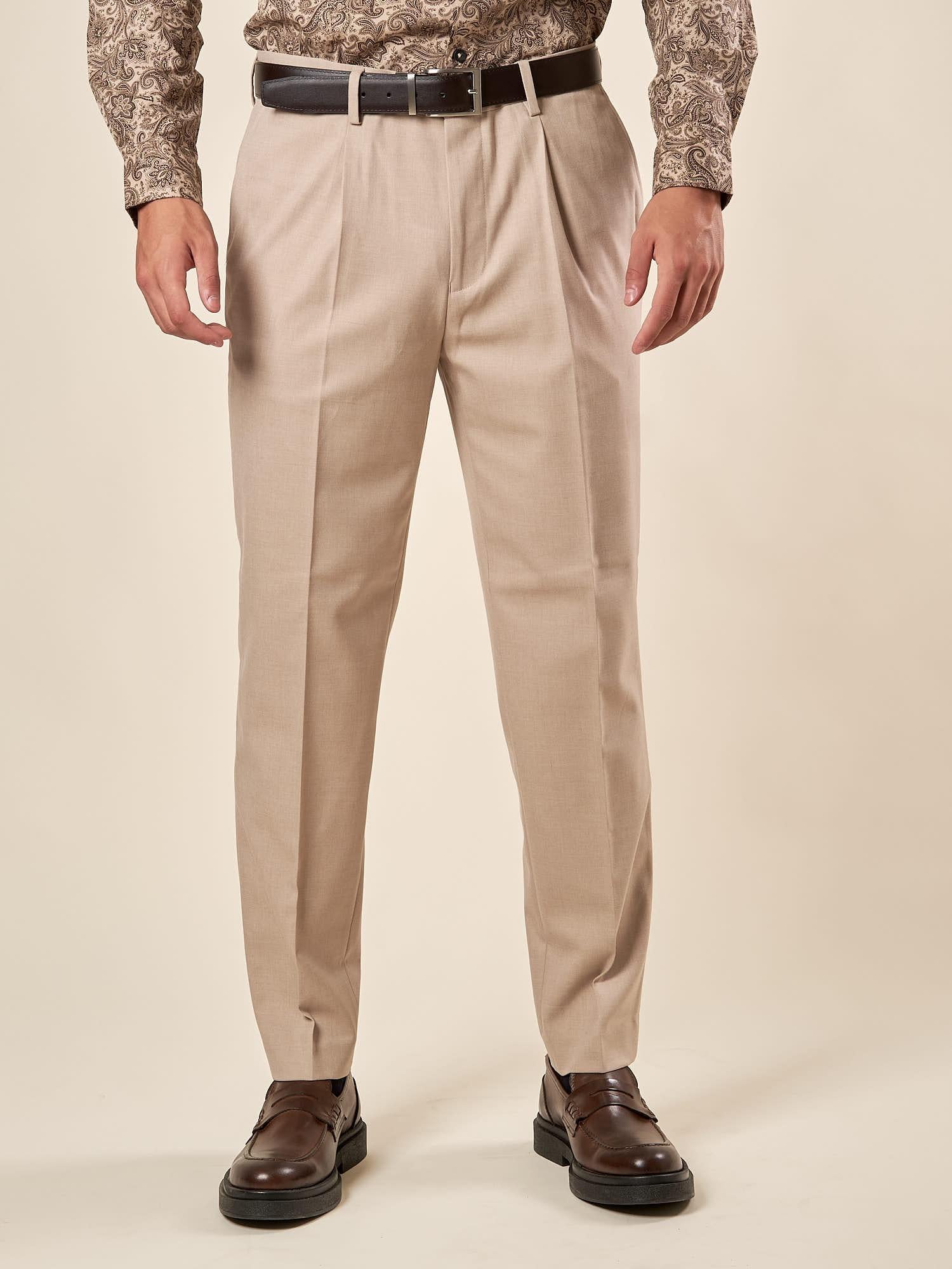 Pantalone da Uomo con Pence  Vestibilità Regular, Tasche allAmericana e Pattine Posteriori. PSI1802H BEIGE HAMAKI-HO