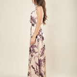 Abito lungo incrociato con scollo a V. AB003655 AVORIO/TROPEA ARTIGLI