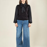 Jeans donna a palazzo. Modello 5 tasche con cuciture laterali. AMR/DX6024 DENIM EXTASY