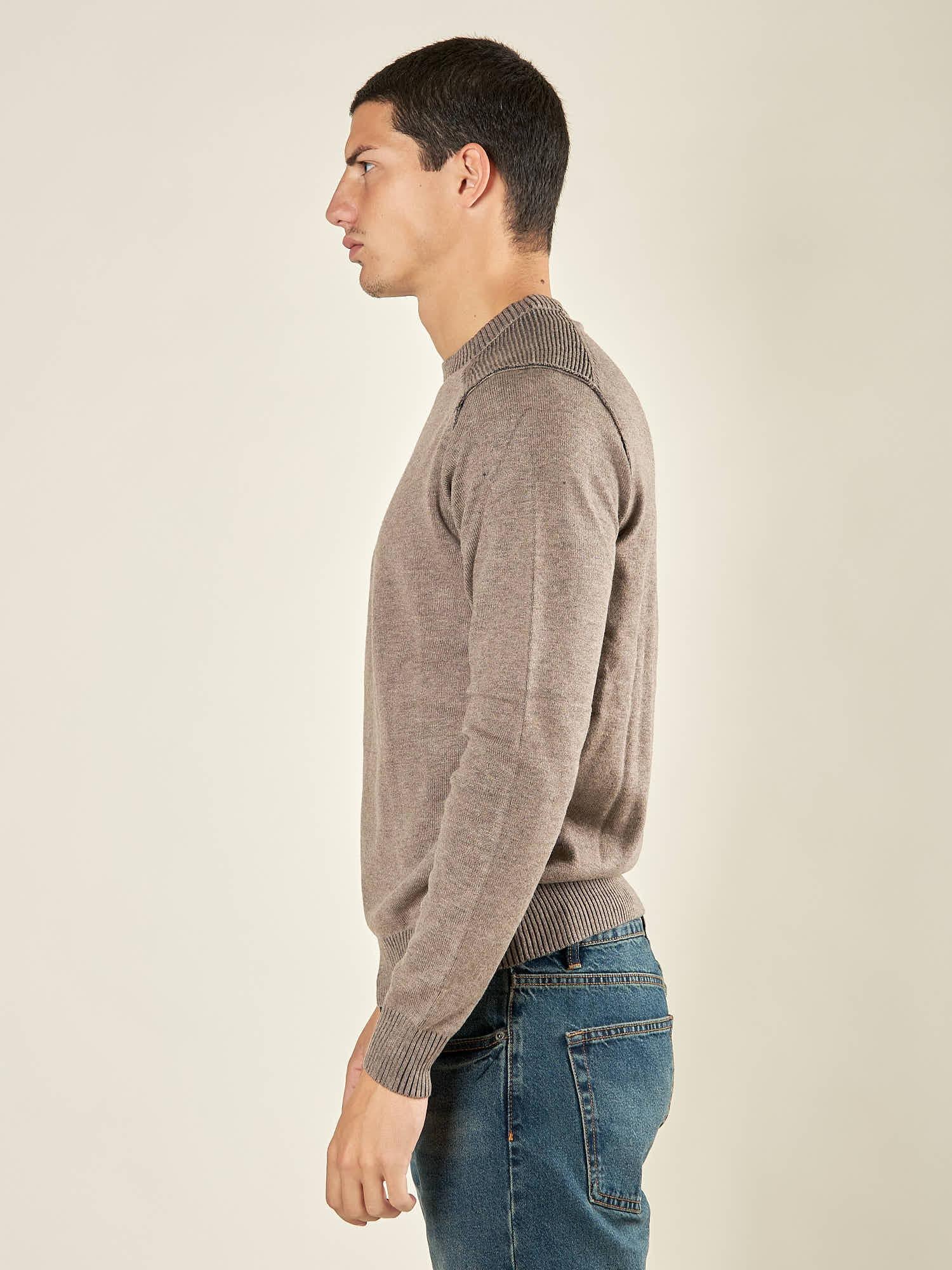 Maglia Uomo Invernale Manica Lunga in Poly Wool Finezza 12 con Costine Spalla. CON4130225 NOCE CONSENSO