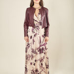 Abito lungo incrociato con scollo a V. AB003655 AVORIO/TROPEA ARTIGLI