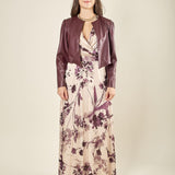 Abito lungo incrociato con scollo a V. AB003655 AVORIO/TROPEA ARTIGLI