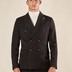 Abito da uomo doppio petto regular fit con tasche con pattina. OC1F2W5A01 NERO OVER-D