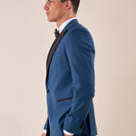 Abito classico cerimonia giacca rever a lancia in raso uomo. TM/NAPOLIPRL PETROLIO ITALIAN FORMAT