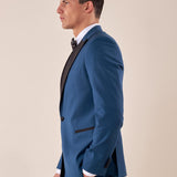 Abito classico cerimonia giacca rever a lancia in raso uomo. TM/NAPOLIPRL PETROLIO ITALIAN FORMAT