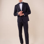 Abito classico cerimonia giacca rever a lancia in raso uomo. TM/NAPOLIPRL BLU ITALIAN FORMAT