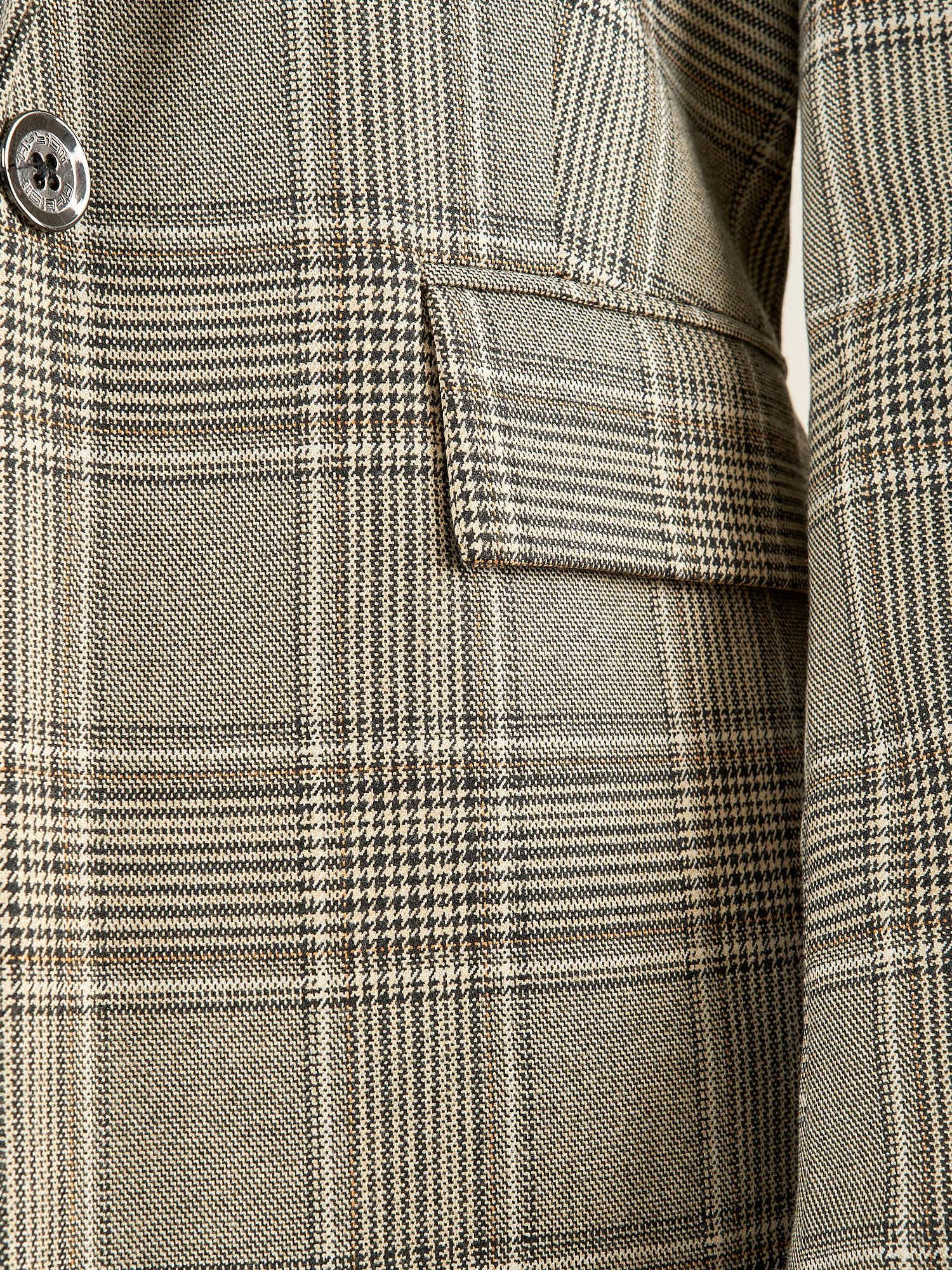 Giacca donna monopetto in Principe di Galles. Eleganza sartoriale e femminilità contemporanea. GI003812 BEIGE/MORO ARTIGLI