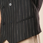 Gilet da Uomo Doppio Petto in Tessuto Gessato  Eleganza Sartoriale con Tasche a Frisi. OE12W5I01 NERO OVER-D