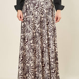 Gonna donna lunga in fantasia nero e avorio. GO003250 NERO/AVORIO ARTIGLI