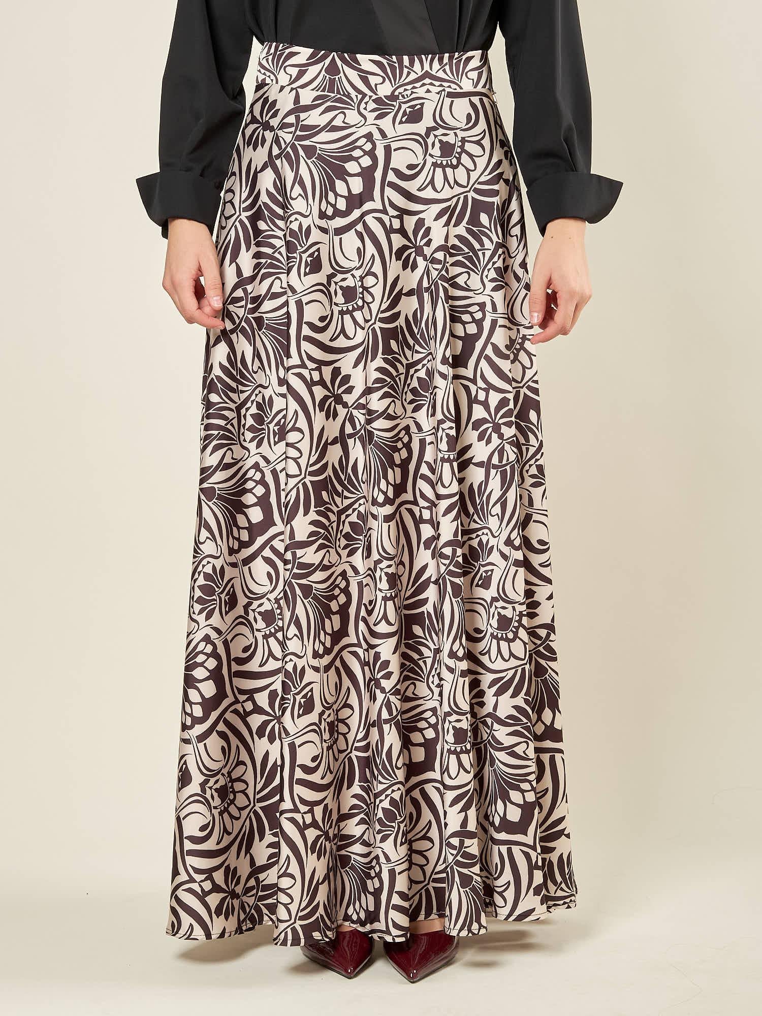 Gonna donna lunga in fantasia nero e avorio. GO003250 NERO/AVORIO ARTIGLI