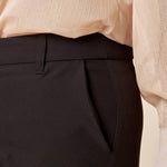 Pantalone Donna Curvy in tessuto tecnico con spacchetto e bottone oro. F299YBFALIDA NERO Lizalù