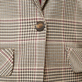 Giacca donna principe di Galles ad un bottone. GI003459 MORO/AVORIO ARTIGLI