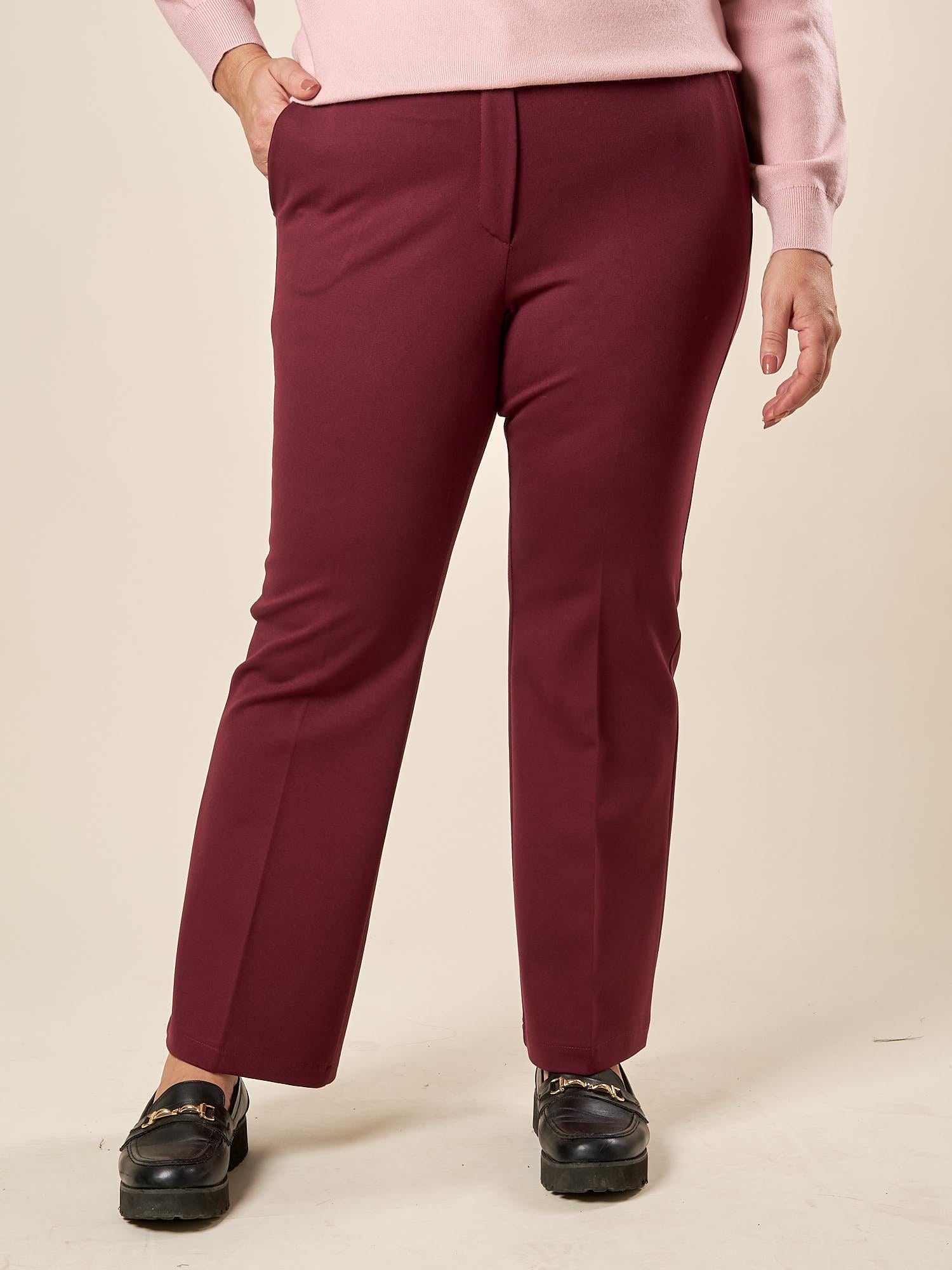 Pantalone Donna Curvy in Punto Milano  Modello Zampetta alla Caviglia con Tasca America. F646YBFFABIA AMARONE Lizalù
