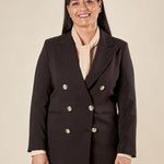 Giacca Donna Curvy doppiopetto in tessuto tecnico foderato con bottoni oro. F299YBFALICE NERO Lizalù