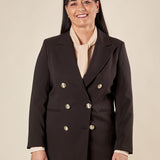 Giacca Donna Curvy doppiopetto in tessuto tecnico foderato con bottoni oro. F299YBFALICE NERO Lizalù