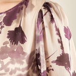 Abito donna corto in fantasia. Maniche lunghe, girocollo ed elastico in vita. AB003305 AVORIO/TROPEA ARTIGLI