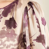 Abito donna corto in fantasia. Maniche lunghe, girocollo ed elastico in vita. AB003305 AVORIO/TROPEA ARTIGLI