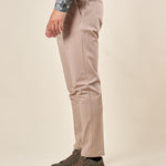 Pantalone da Uomo in Punto Milano Tasche allAmericana Passacinta ed Elastico Dietro per Comfort e Stile. OE1F2W5P26 BEIGE OVER-D