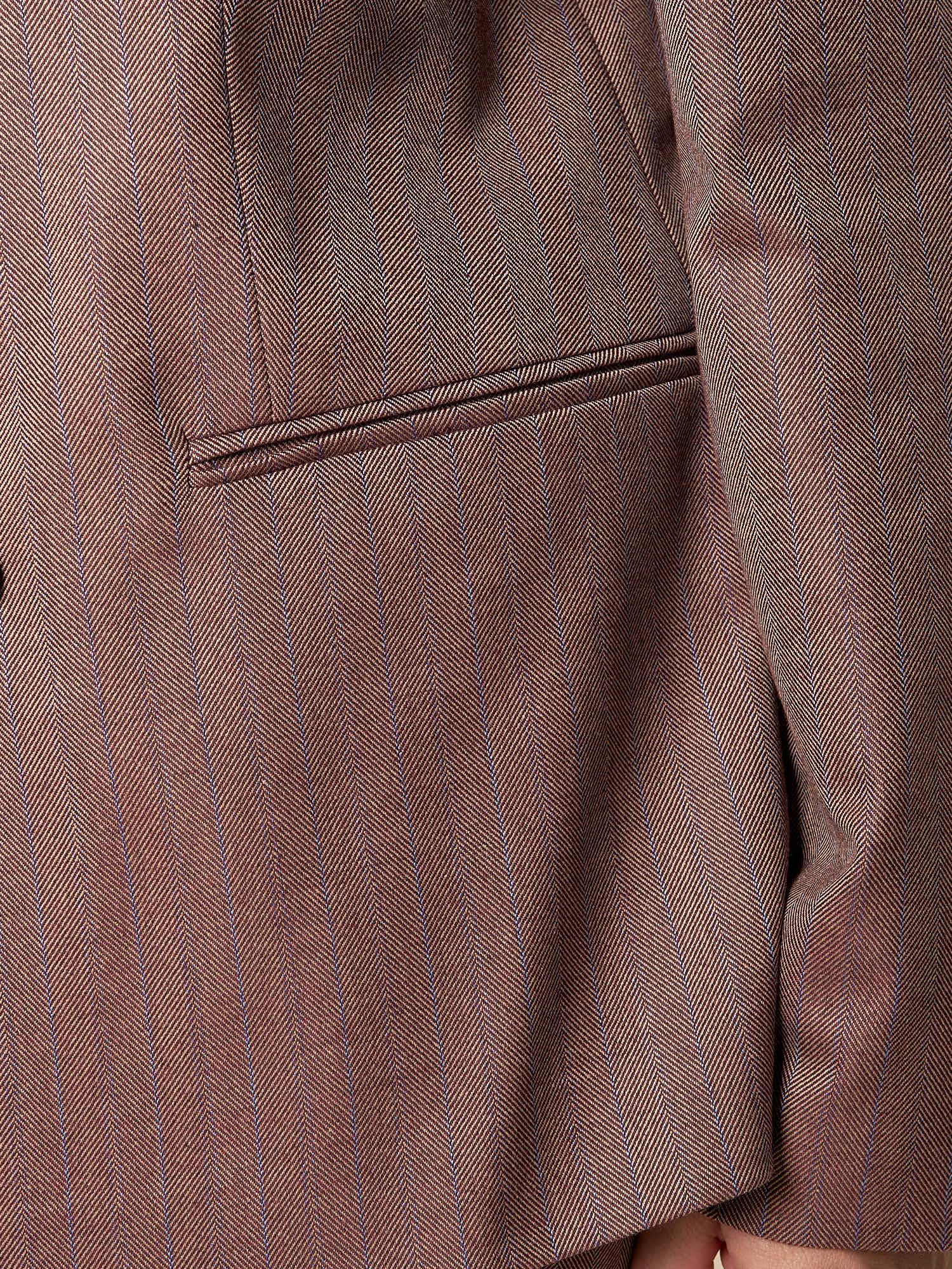 Giacca Donna Curvy doppiopetto in tessuto spigato con riga gessata. F646YBFDEMETRA AMARONE Lizalù