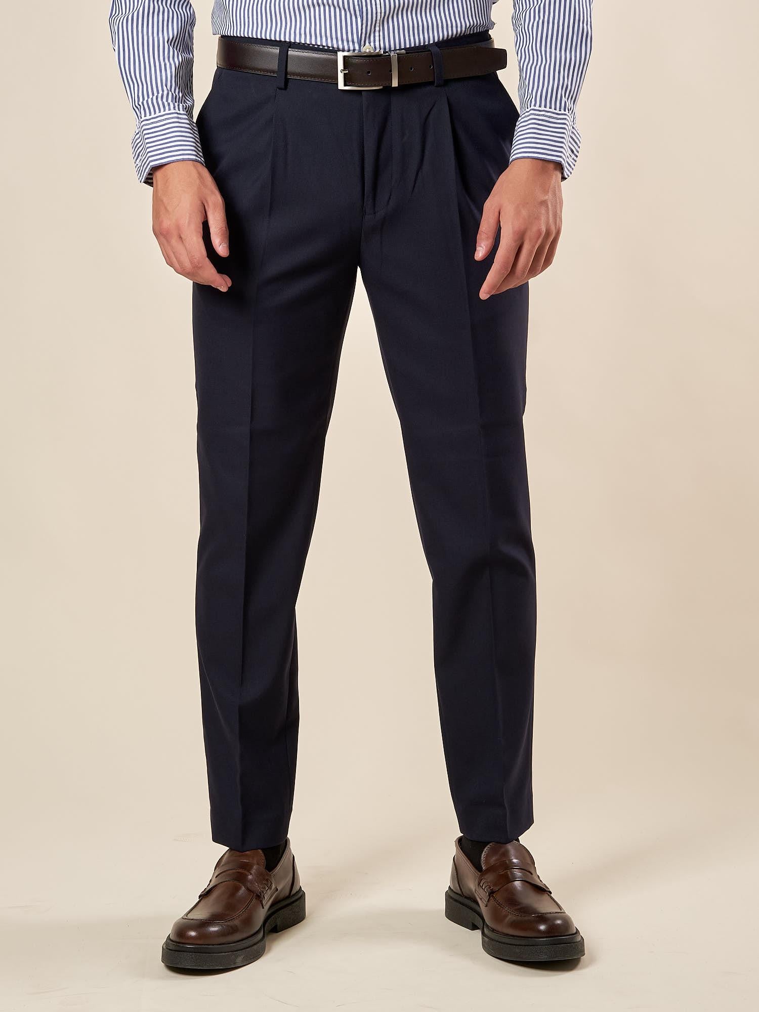 Pantalone da Uomo con Pence  Vestibilità Regular, Tasche allAmericana e Pattine Posteriori. PSI1802H BLU HAMAKI-HO