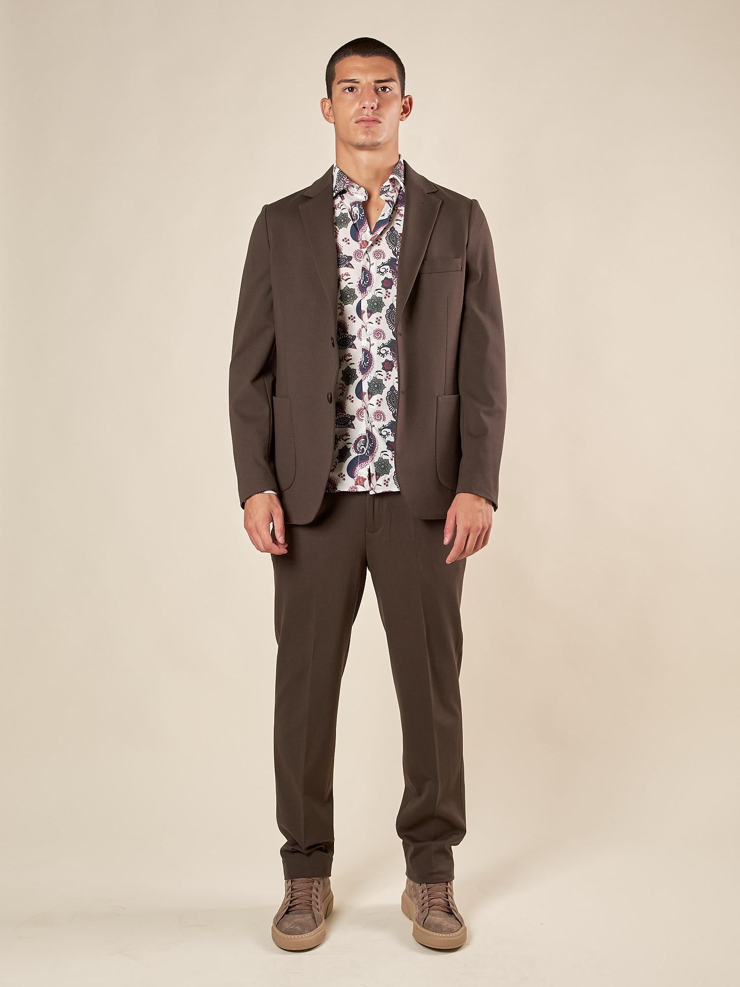 Giacca da Uomo in Tessuto Punto Milano Comfort Elegante con Tasche a Toppa. GAI1621H VERDE HAMAKI-HO