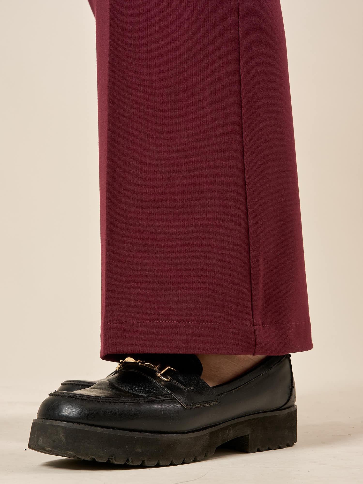 Pantalone Donna Curvy in Punto Milano  Modello Zampetta alla Caviglia con Tasca America. F646YBFFABIA AMARONE Lizalù